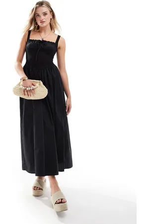 ASOS Ribbed tank midi dress with poplin skirt in