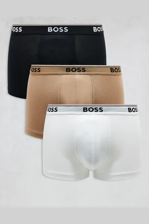 HUGO BOSS Power 3 pack logo waistband trunks in black/tan/white