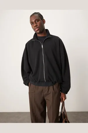 ASOS Extreme oversized cropped track jacket in heavyweight brushed rib in