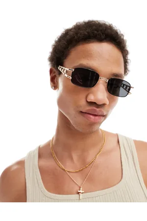 ASOS Square sunglasses with chain link temple in black