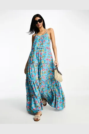 VILA Tiered maxi cami dress in floral print