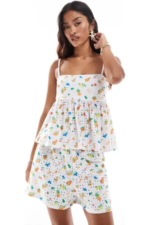 ASOS Broderie peplum cami top in fruit print
