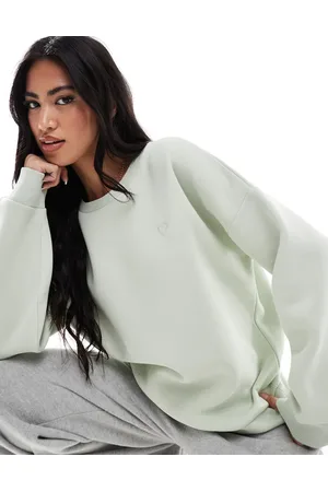 Miss Selfridge Oversized heart embroidered sweatshirt in mint