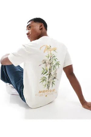 River Island Naha cranes back print t-shirt in ecru