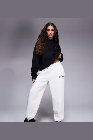 Kaiia Petite embroidered logo cuffed joggers in light marl