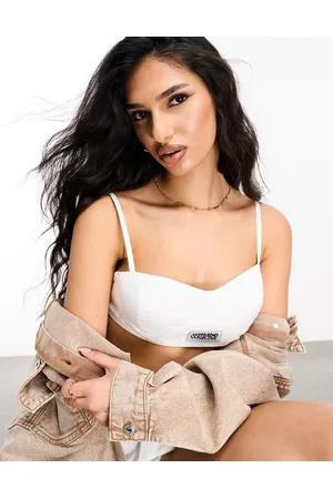 ASOS Weekend Collective poplin bralet with woven label in