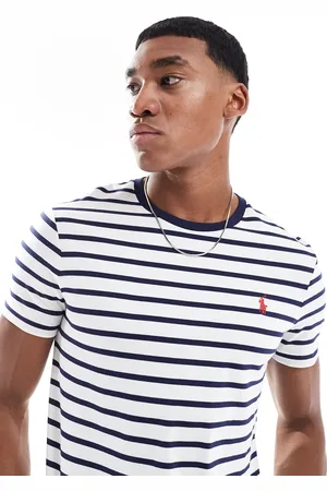 Ralph Lauren Icon logo stripe t-shirt custom fit in /navy