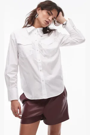 MANGO Western tipped collar shirt in