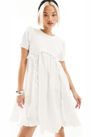 Urban Revivo Short sleeve ruffle mini smock dress in