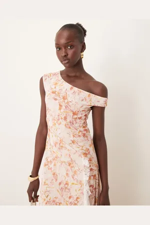 ASOS Asymmetric hanky hem lace mix maxi dress in ditsy floral