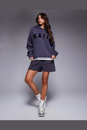 Kaiia Embroidered logo sweat shorts co-ord in dark