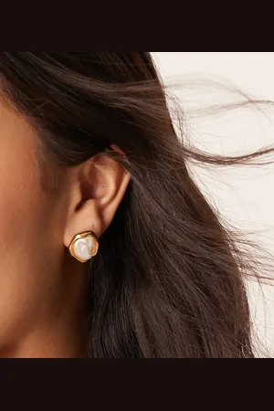Orelia Molten pearl stud earrings in 18k plated