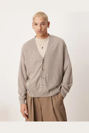 ASOS Premium 100% cashmere oversized boxy fit cardigan in taupe