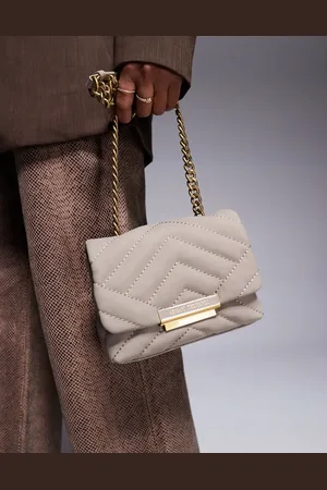 Armani Exchange Mini crossbody bag in taupe and gold