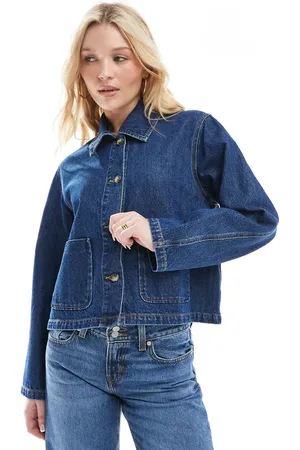 ONLY Boxy denim jacket in mid