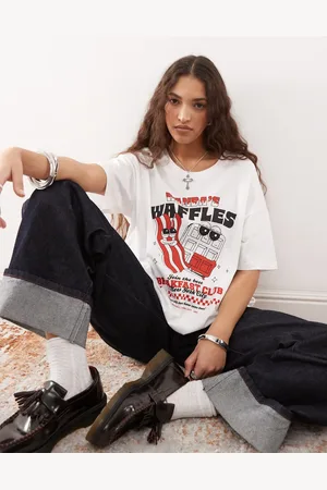 Noisy May Oversize t-shirt with waffles graphic in