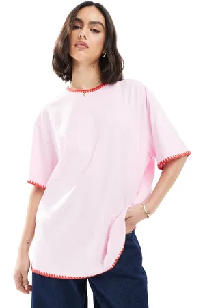 ASOS Slubby oversized t-shirt with ricrac detail in