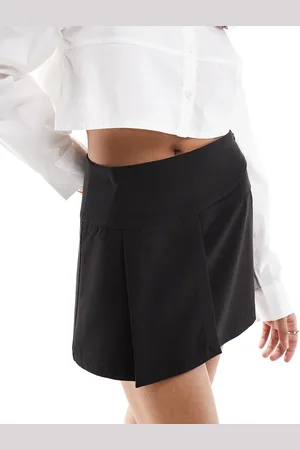 Pull&Bear Wrap belt detail tailored mini skirt in black