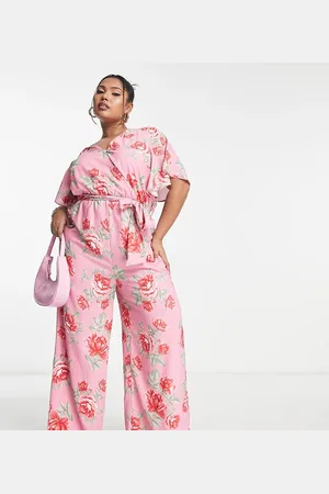 In The Style Jess Millichamp rose print wrap front jumpsuit in