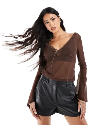 ASOS Angel sleeve top with lace detail in
