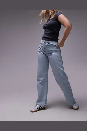 Topshop Hourglass mid rise loose fit straight jean in bleach