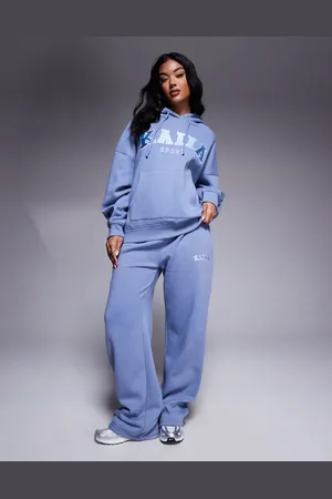 Kaiia Embroidered logo wide leg jogger co-ord in light