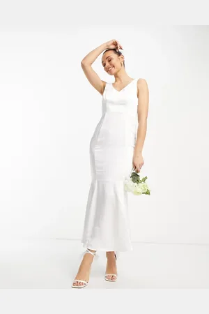 VILA Bridal satin mermaid maxi dress in