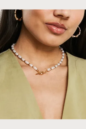 ASOS Faux pearl necklace with T bar detail in tone