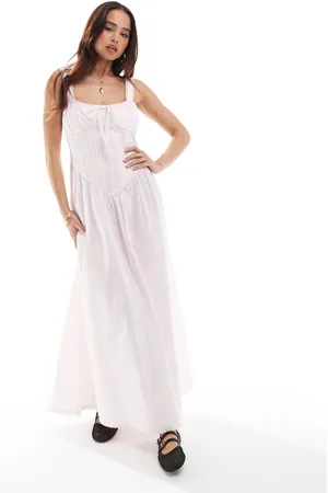 ASOS Corset bodice midi sundress with lace trims in pastel
