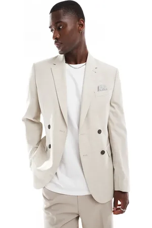 Ben Sherman Double breasted suit jacket in beige