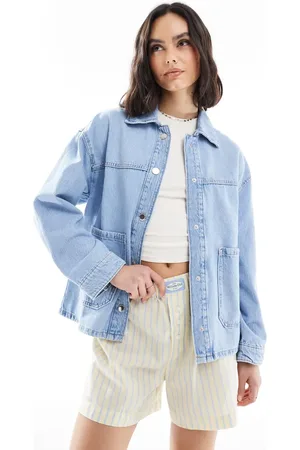 Stradivarius Oversized denim overshirt in washed