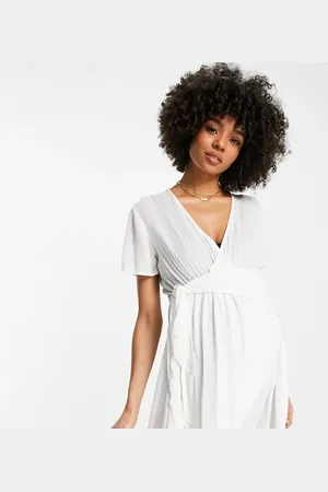 ASOS Maternity crinkle tie front sheer beach cover up in