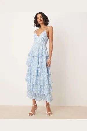 Pretty Lavish Ruffle midaxi dress in abstract print