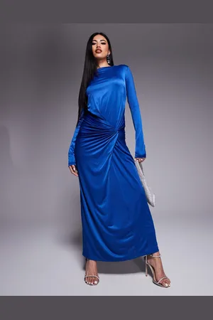 DASKA Twist front dress in cobalt