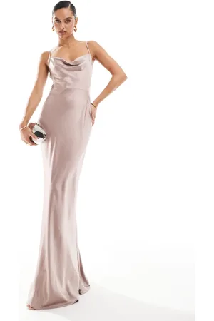 Pretty Lavish Bridesmaid Keisha satin cowl neck maxi dress in amethyst