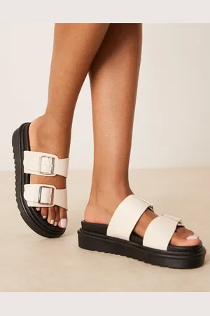 Glamorous Double strap footbed sandals in off