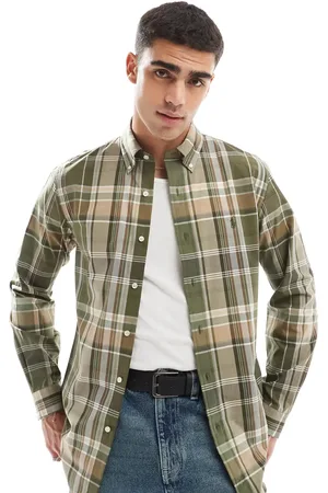 Ralph Lauren Icon logo check stretch poplin shirt in dark
