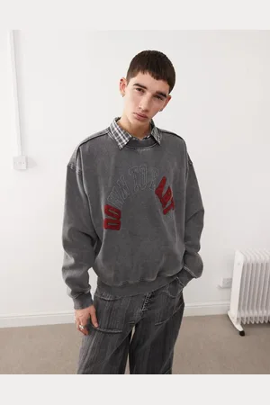 Weekday Liam oversized sweatshirt with embroidered text graphic in washed