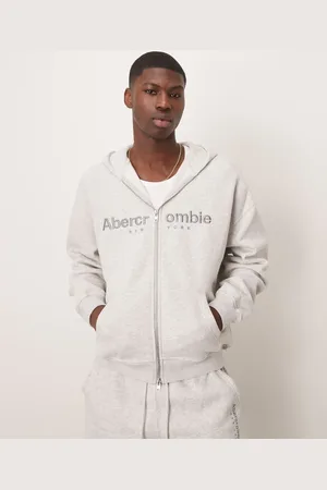 Abercrombie & Fitch Zip through logo hoodie in light