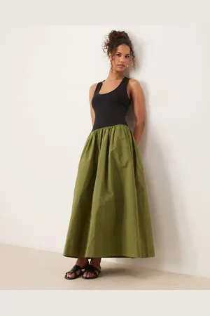 ASOS Scoop neck hybrid maxi dress in olive