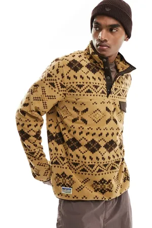 Ralph Lauren Fair isle print polar fleece half zip sweatshirt in beige marl