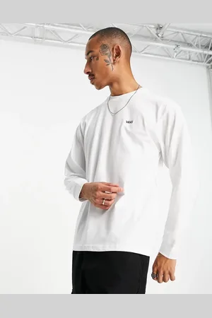 Vans Small logo left chest long sleeve t-shirt in white