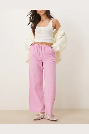 Gina Tricot Wide leg linen blend trousers with drawstring waist in