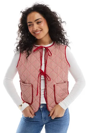 Daisy Street Quilted gilet in gingham