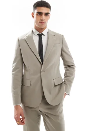 River Island Single breasted contemporary suit jacket in beige