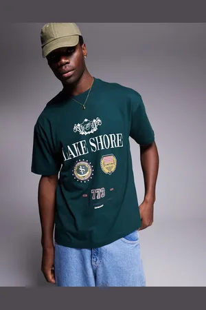 ASOS Oversized t-shirt with varsity graphics in dark