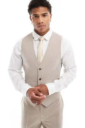 ASOS Skinny suit waistcoat in beige melange