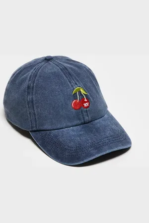 Reclaimed Unisex cap with cherry logo in washed navy