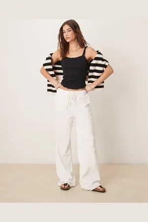 Stradivarius Linen look pull on trouser in