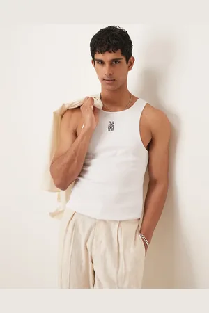ASOS Muscle fit vest in heavyweight 300gsm with logo embroidery